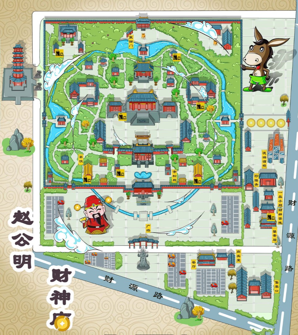 涟水寺庙类手绘地图